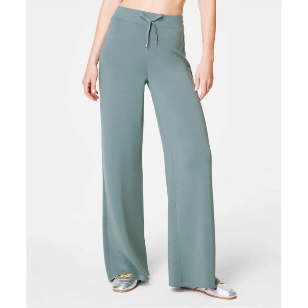 Spanx Pants Womens 2X Petite Green AirEssentials Wide‎ Leg Pull On Lounge Travel